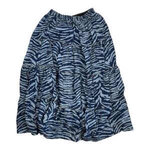 Vintage 100% Cotton Denim Maxi Skirt w/ Zebra Print sz S - Gene Ewing BIS beach